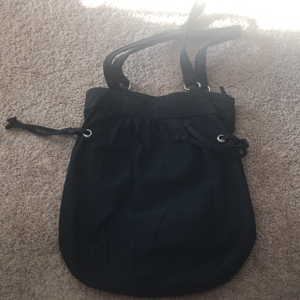 Mod black canvas tote bag with butterfly decal EUC - Picture 3 of 3